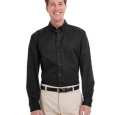 M581 Harriton Men's Foundation Cotton Long-Sleeve Twill Shirt with Teflon
