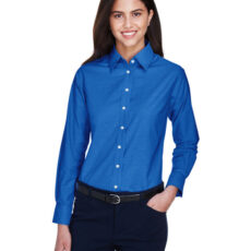 M600W Harriton Ladies' Long-Sleeve Oxford with Stain-Release
